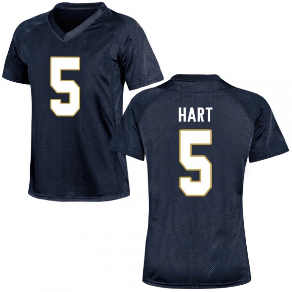 Cam Hart Notre Dame Fighting Irish NCAA Women's #5 Navy Blue Game College Stitched Football Jersey LNC8255XH